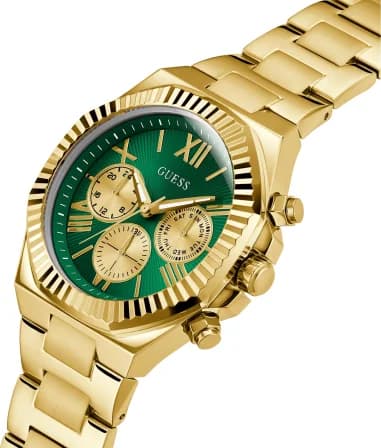 Gros plan sur le cadran vert de la Guess GW0703G2
