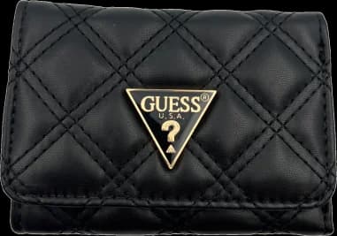 Portefeuille Guess noir en simili cuir avec logo triangle
