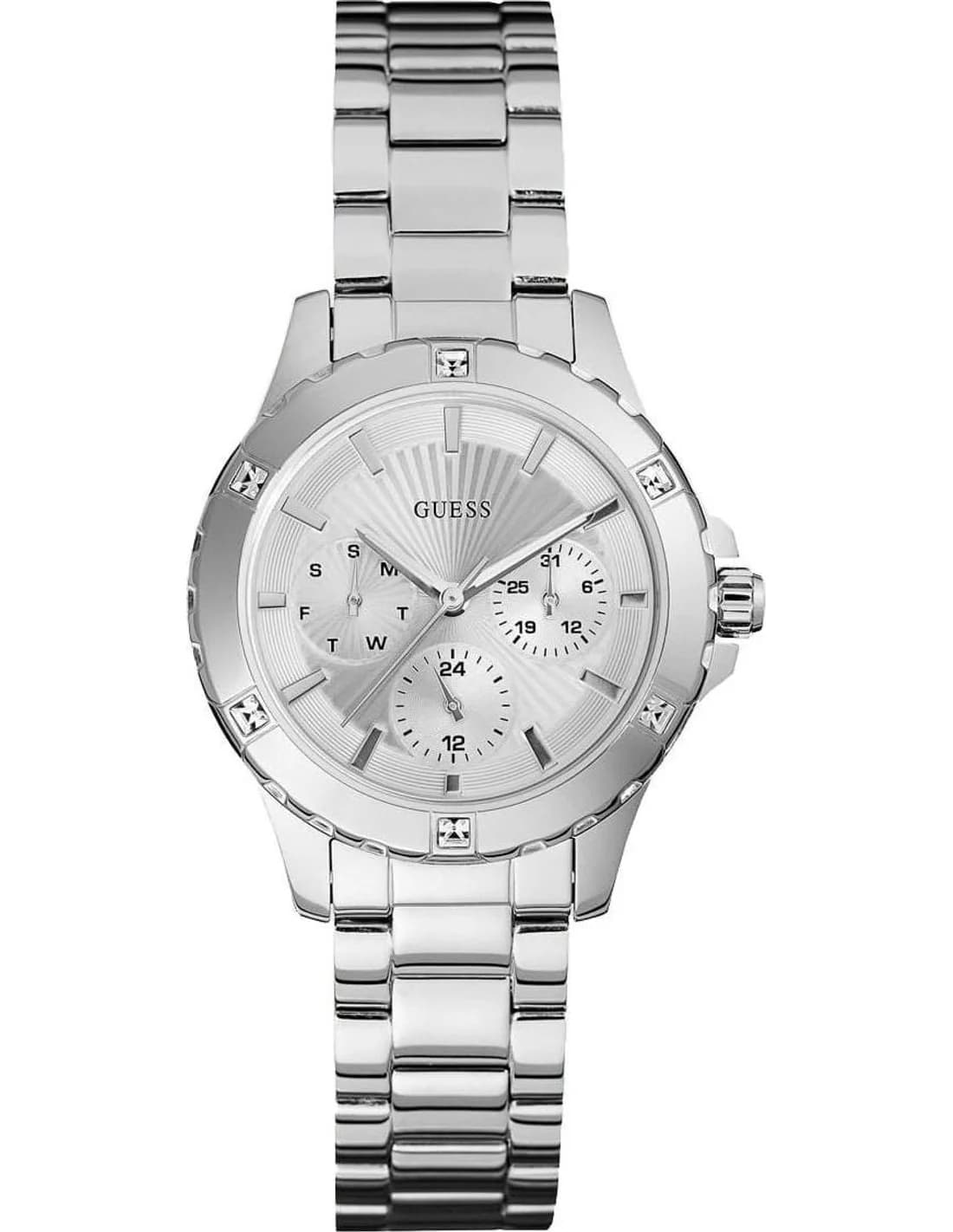 Guess W0443L1 vue de côté, bracelet acier