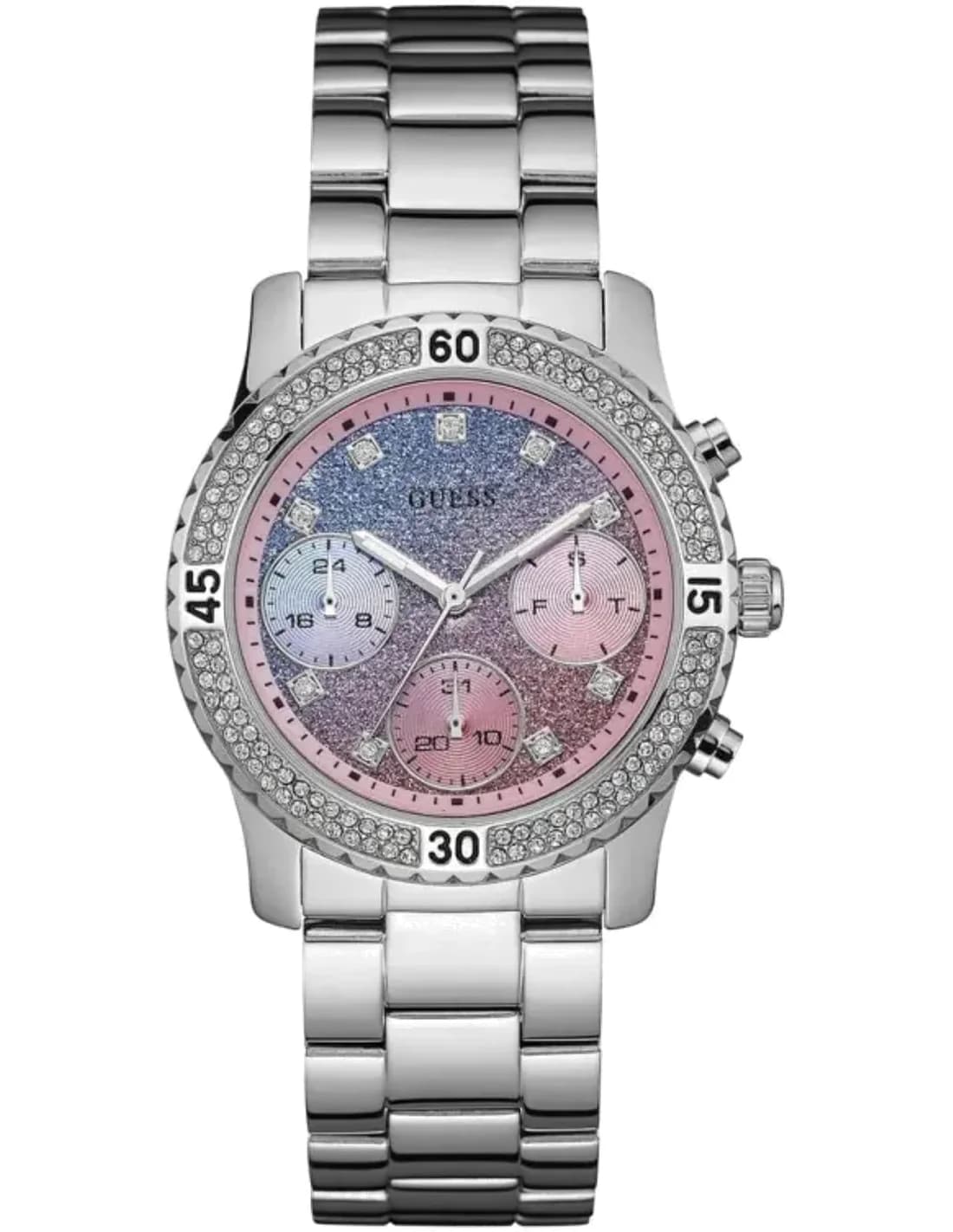 Guess W0774L1 vue de côté, bracelet acier