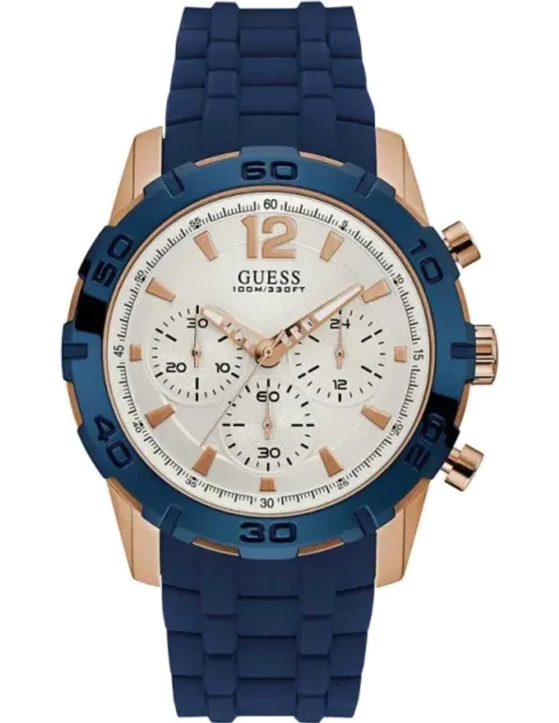 Guess W0864G5 vue de côté, bracelet silicone