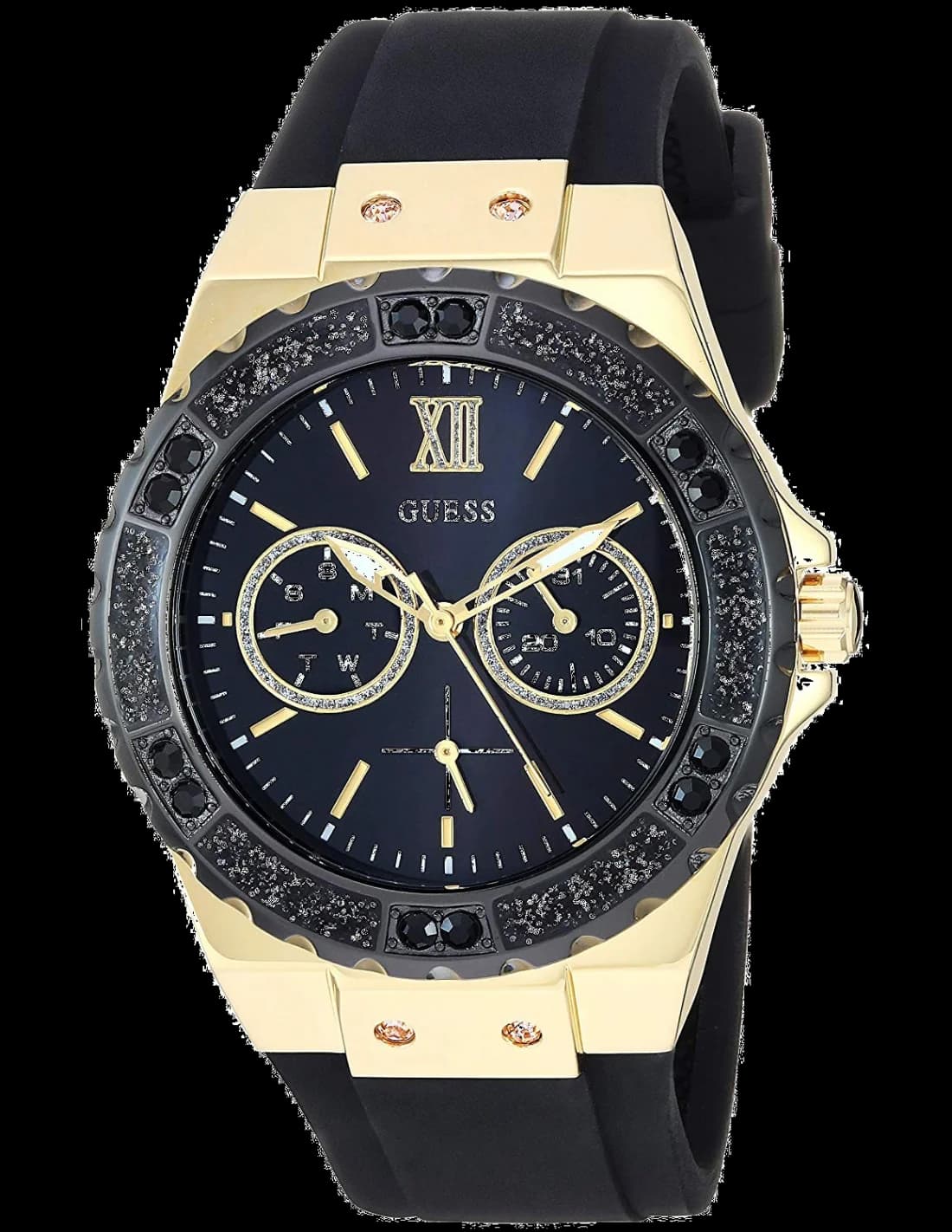 Guess W1053L7 vue de côté, bracelet silicone