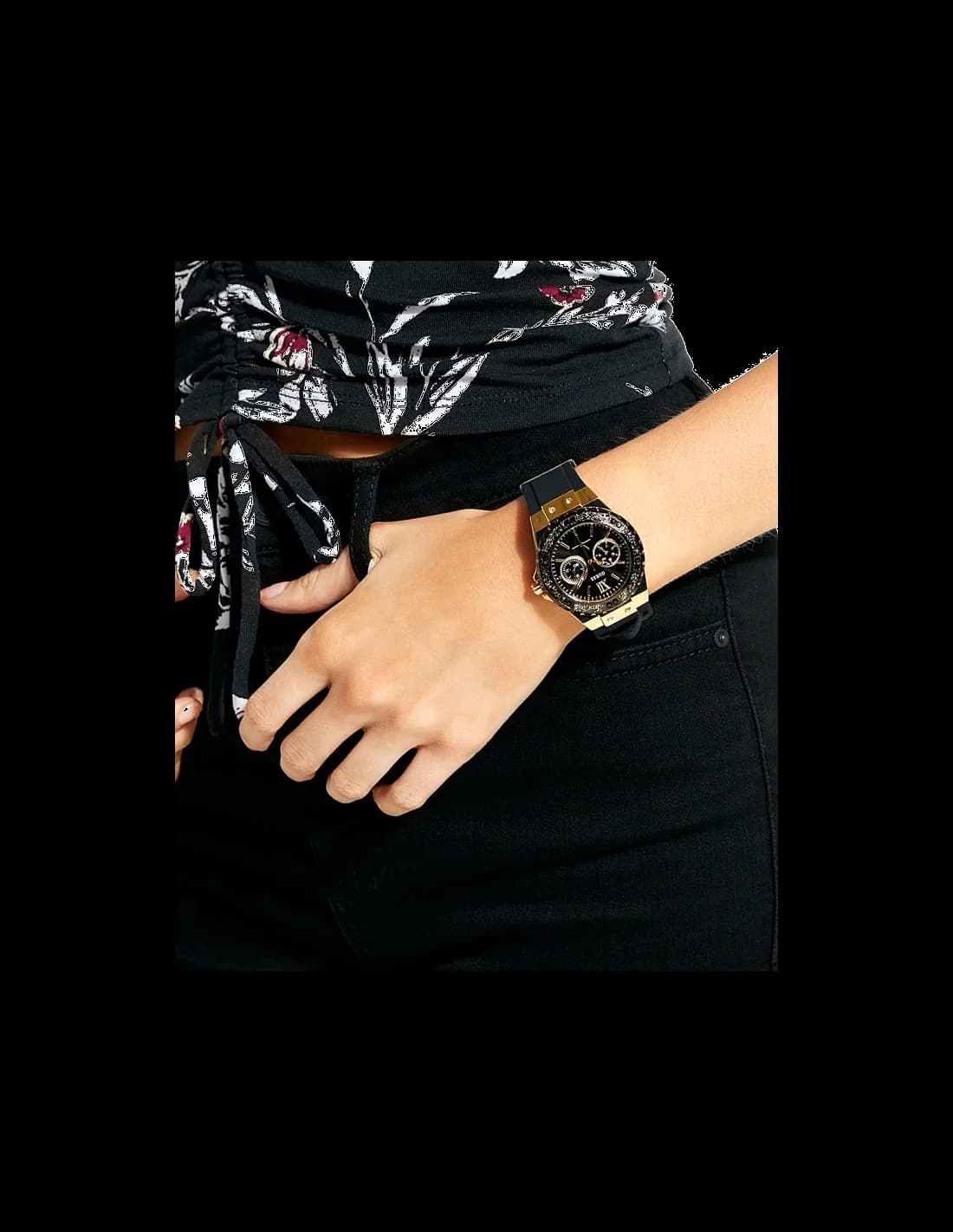 Guess Limelight W1053L7 Gold-Tone Steel Black Crystal Dial Women's Watch vue 4
