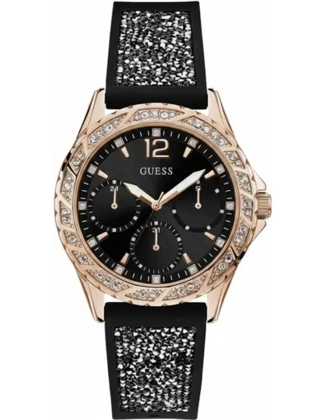 Guess W1096L5 vue de côté, bracelet silicone