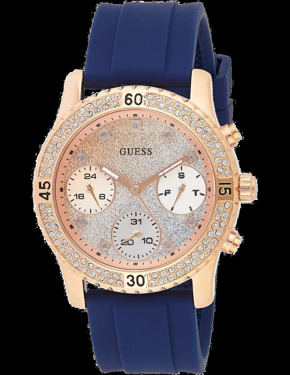 Guess W1098L6 vue de côté, bracelet silicone