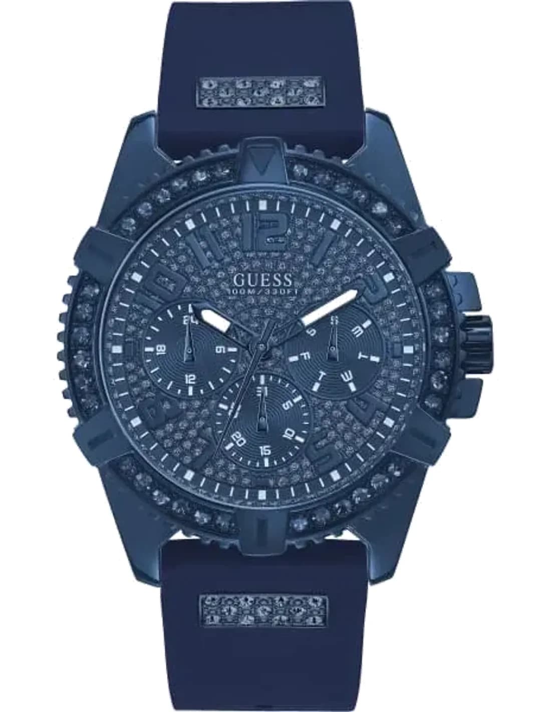 Guess W1132G4 vue de côté, bracelet silicone