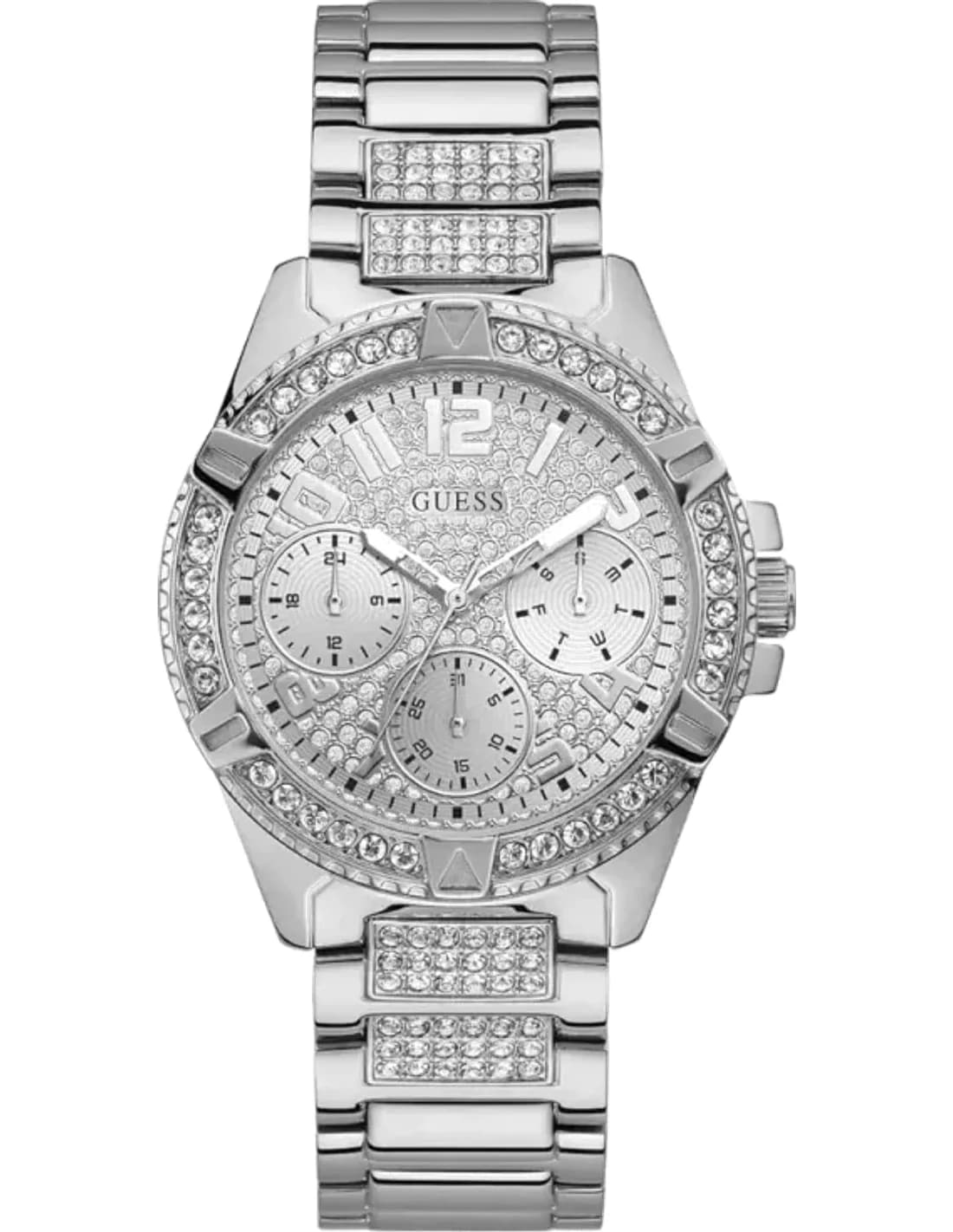 Guess W1156L1 Silver Stainless Steel Watch with Rhinestone-Embellished Case vue 2