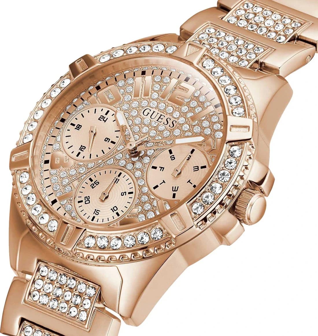 Guess W1156L3 vue de côté, bracelet acier