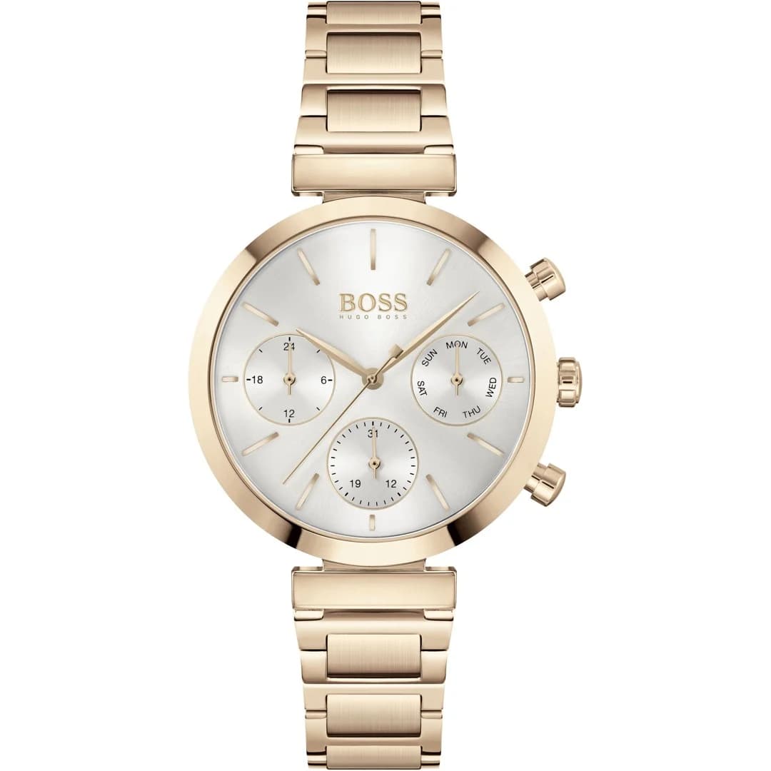 Gros plan sur le cadran argent de la Hugo Boss 1502531