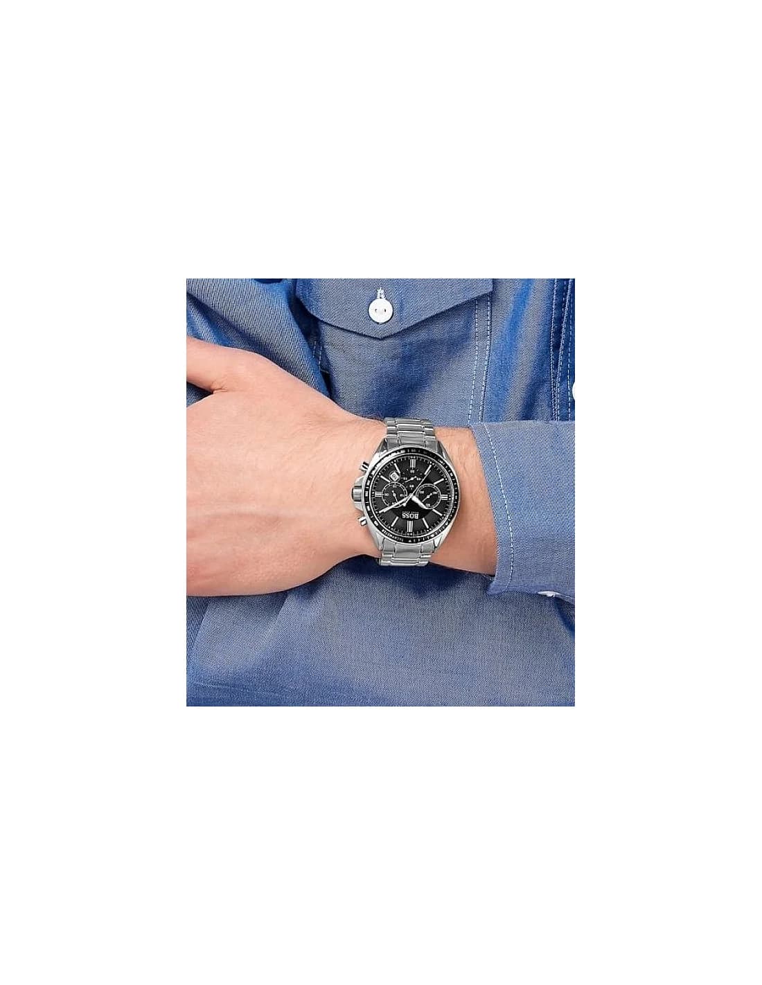 Montre Hugo Boss 1513080 en Acier Argenté avec Cadran Noir vue 5
