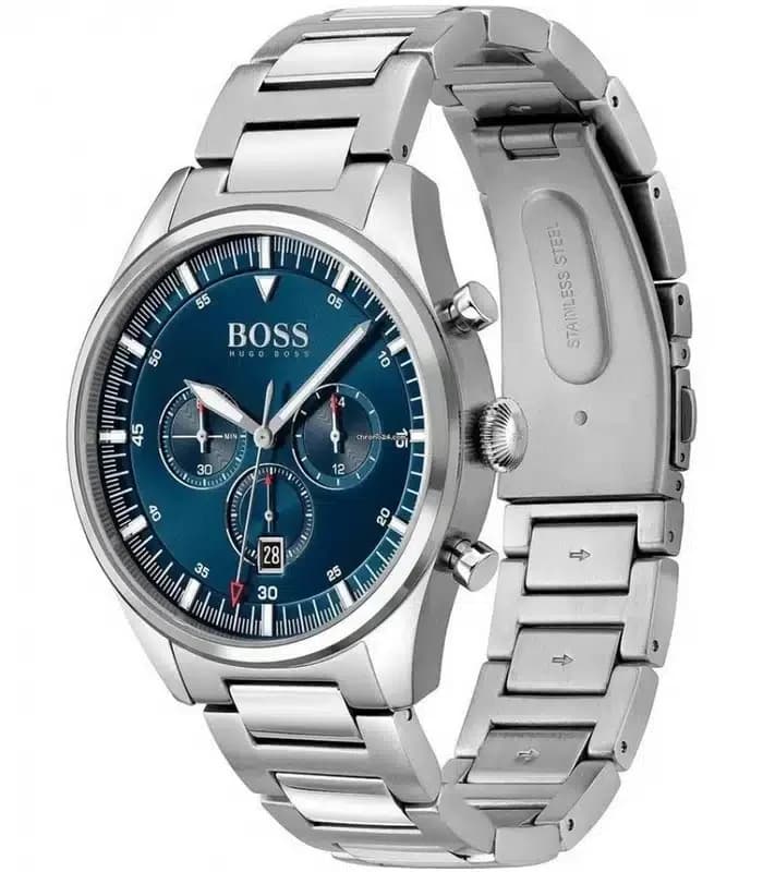Montre Hugo Boss Pioneer 1513713 homme argentée, bracelet maillons acier vue 2