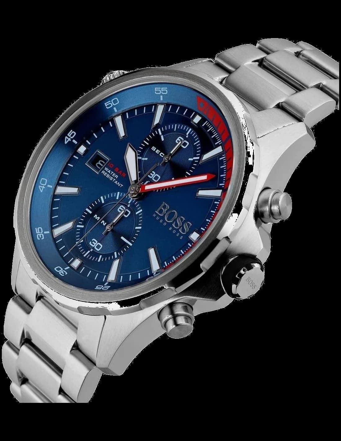 Gros plan sur le cadran bleu de la Hugo Boss 1513823