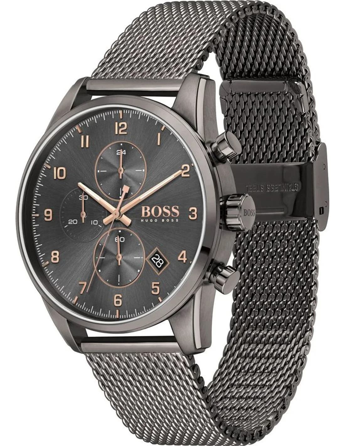 Gros plan sur le cadran argent de la Hugo Boss 1513837
