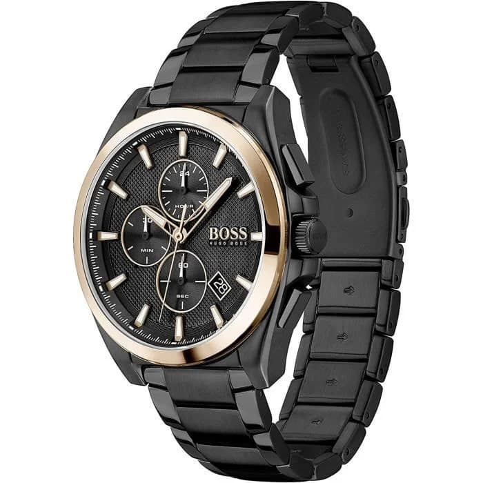 Montre Homme Hugo Boss Grandmaster 1513885 chronographe noir et or rose vue 2