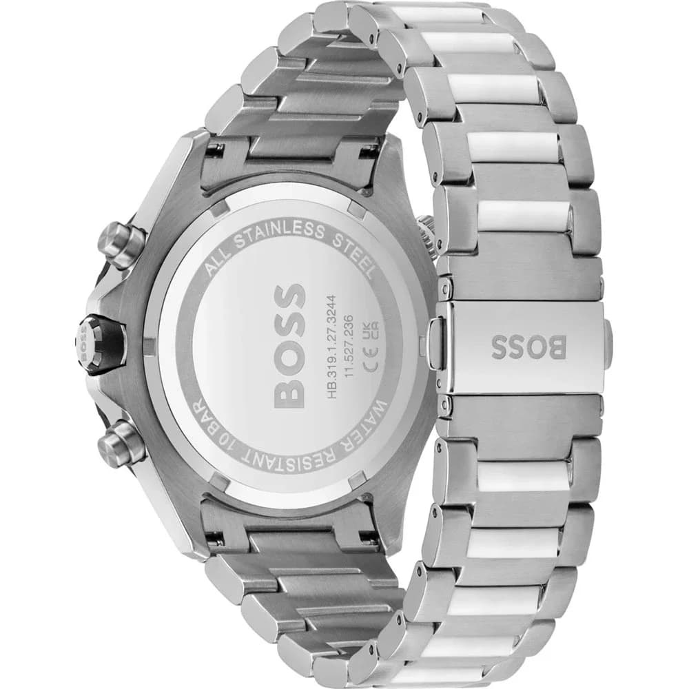 Montre Hugo Boss Globetrotter 1513930 homme argenté/vert, bracelet Maillons acier vue 4