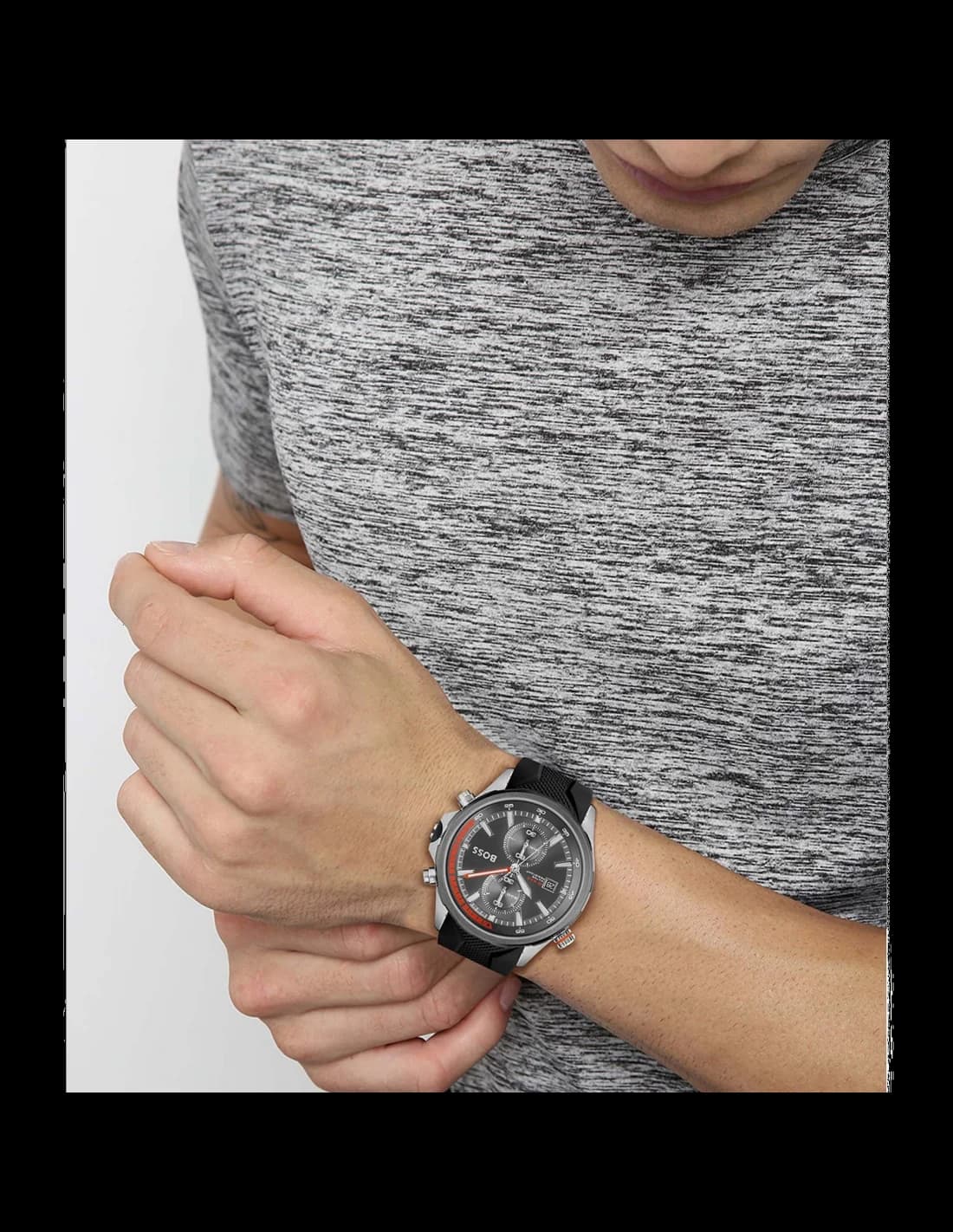 Hugo Boss Globetrotter 1513931 Black Silicone Strap Chronograph Men's Watch vue 4