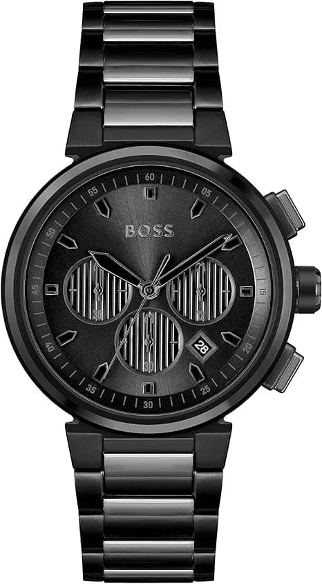 Montre Hugo Boss One 1514001 homme noire, bracelet maillons acier