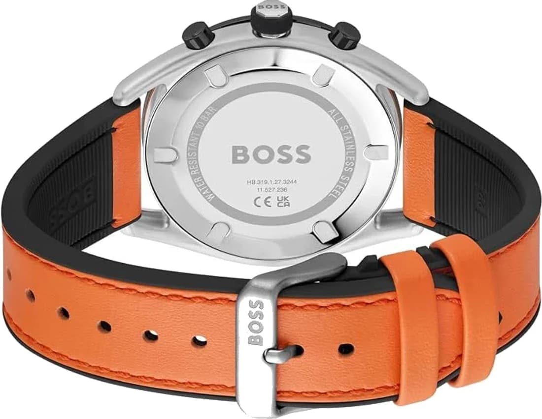 Gros plan sur le cadran noir de la Hugo Boss 1514025