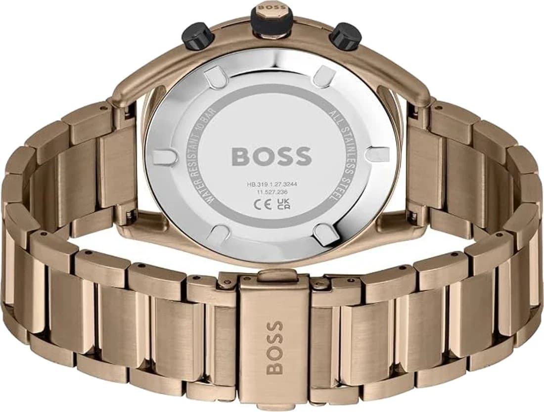 Gros plan sur le cadran noir de la Hugo Boss 1514027