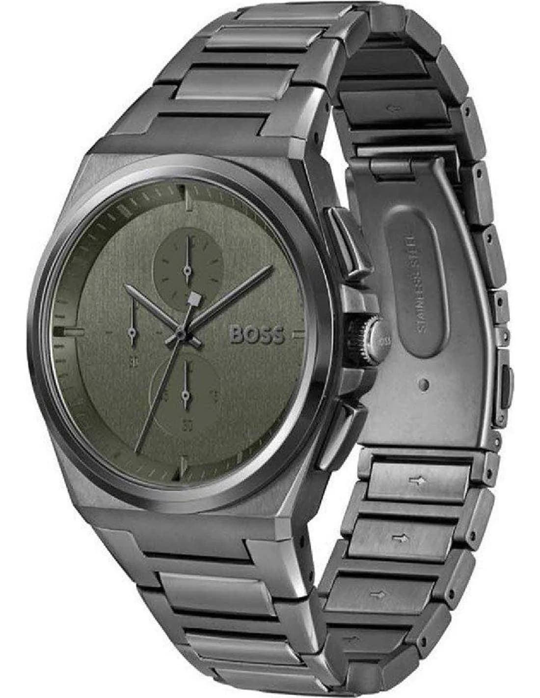 Gros plan sur le cadran vert de la Hugo Boss 1514045