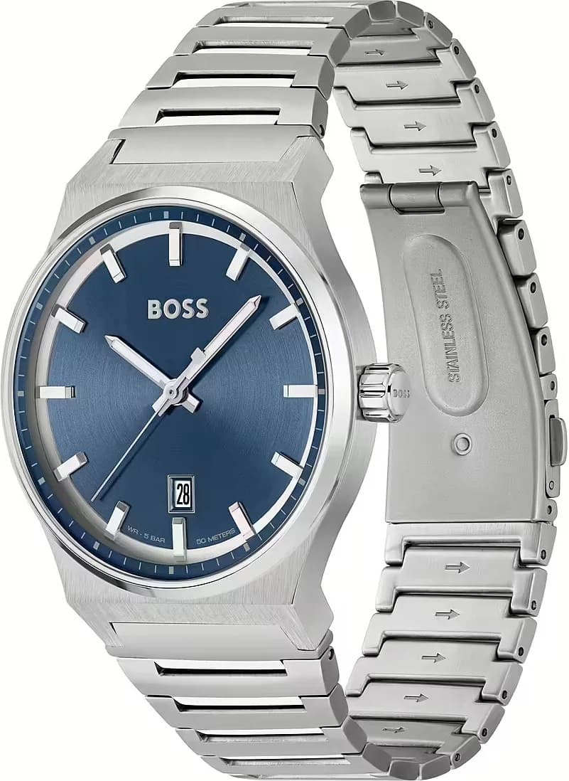 Gros plan sur le cadran bleu de la Hugo Boss 1514076