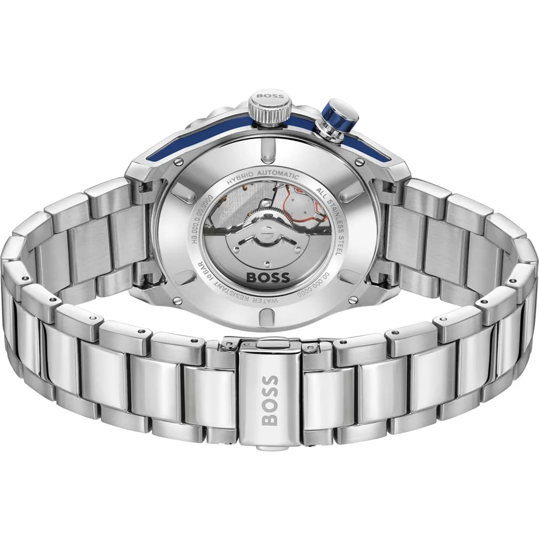 Montre Hugo Boss Bossmatic 1514177 homme argentée, bracelet mailles acier vue 4