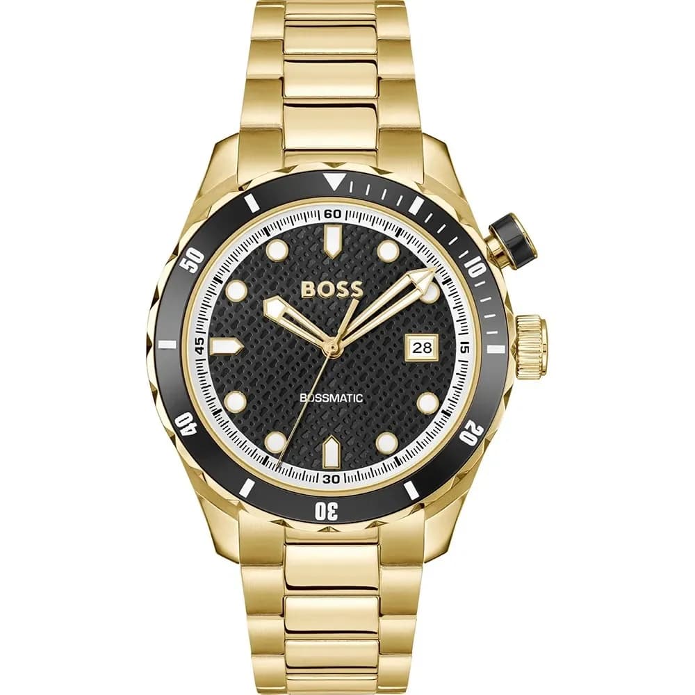 Montre Hugo Boss Bossmatic 1514180 homme bicolore, bracelet maillons acier