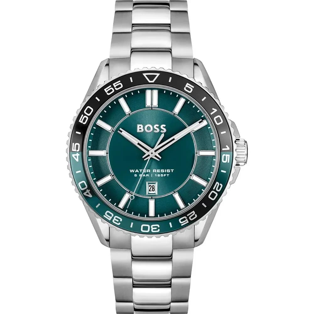 Montre Hugo Boss Runner 1514208 homme argentée, bracelet Maillons acier