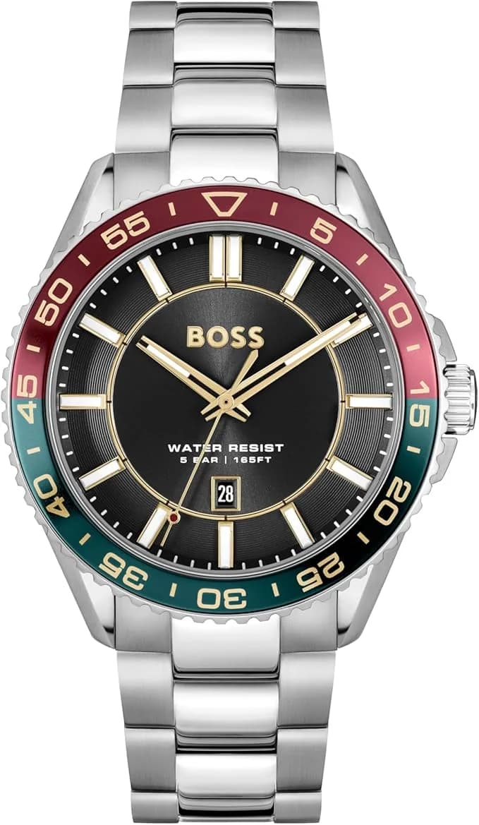 Hugo Boss Runner 3H 1514210 men's silver watch, maillons acier strap