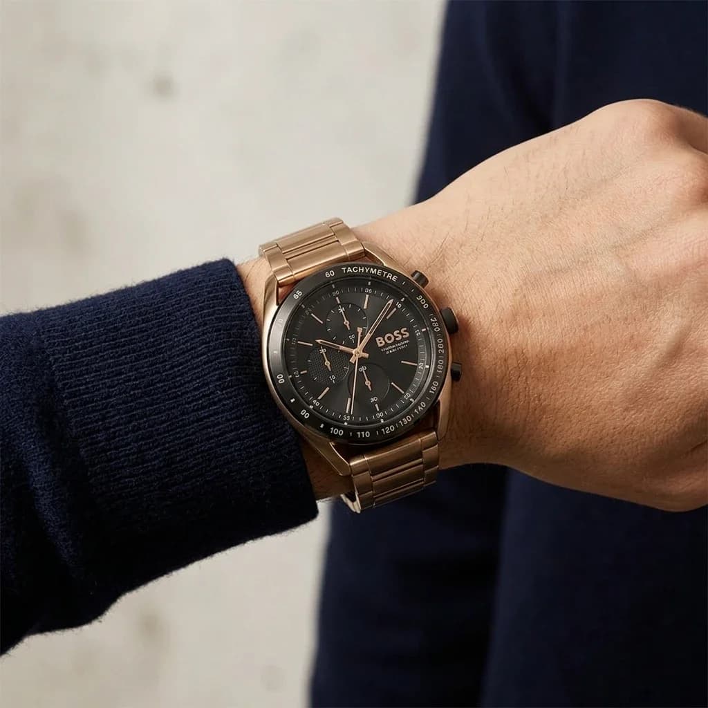 Hugo Boss 1514027 côté fond de boîtier marron