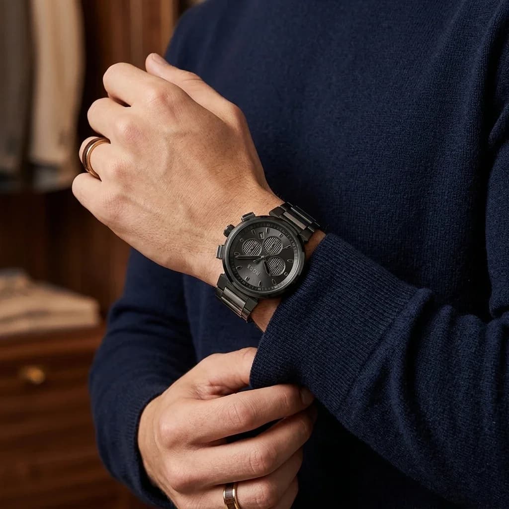 Hugo Boss 1514001 côté fond de boîtier noir