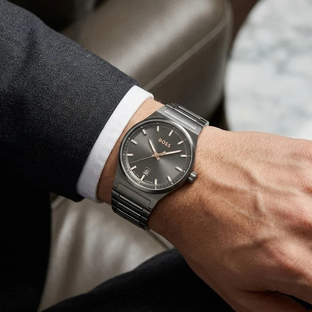 Montre Hugo Boss 1514078 Candor Acier Noir et Cadran Gris Fumé vue 5
