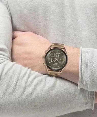 Montre Hugo Boss 1514094 en Acier Beige et Cadran Vert Kaki vue 5