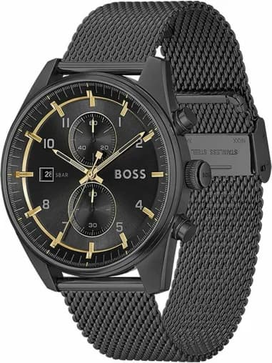 Hugo Boss 1514150 Chronograph Black Steel Milanese Mesh Watch vue 2