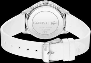 Gros plan sur le cadran argent de la Lacoste 2001235
