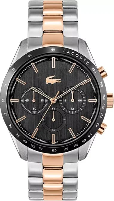 Lacoste 2011112 Bicolour Stainless Steel Watch with Black Dial and Chronograph