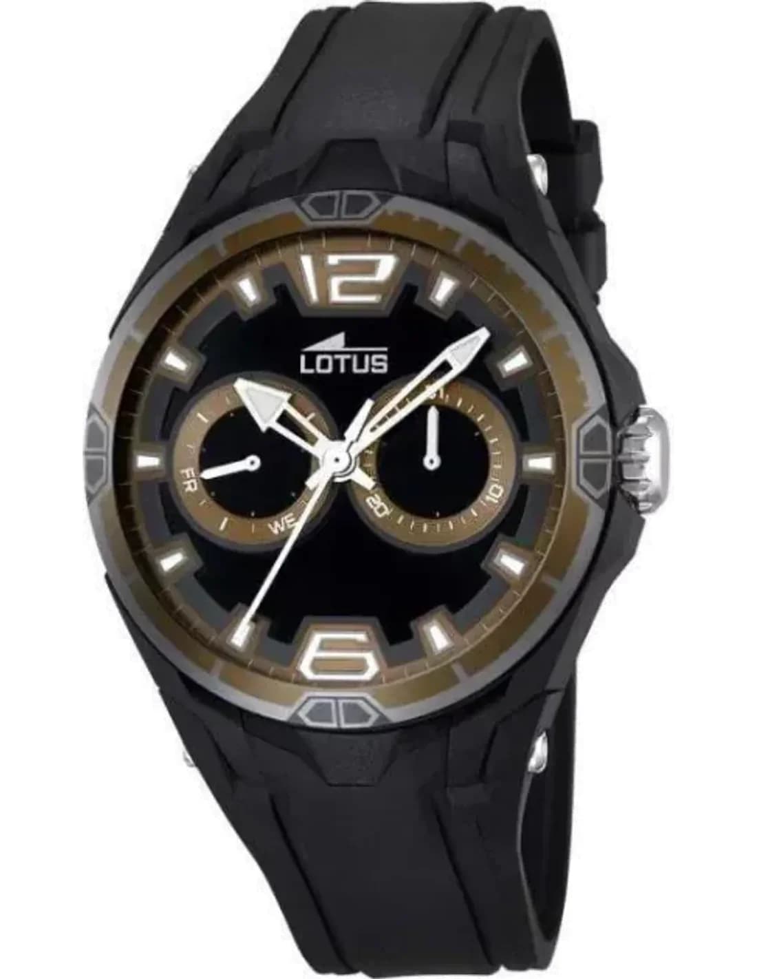 Lotus Sport L18184/5 Men's Watch Black Resin Strap Brown Bezel vue 2