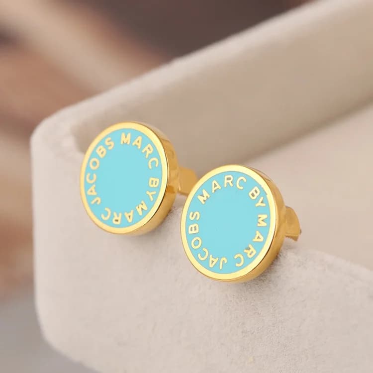 Marc by Marc Jacobs Turquoise Disc Gold-Tone Steel Earrings vue 7