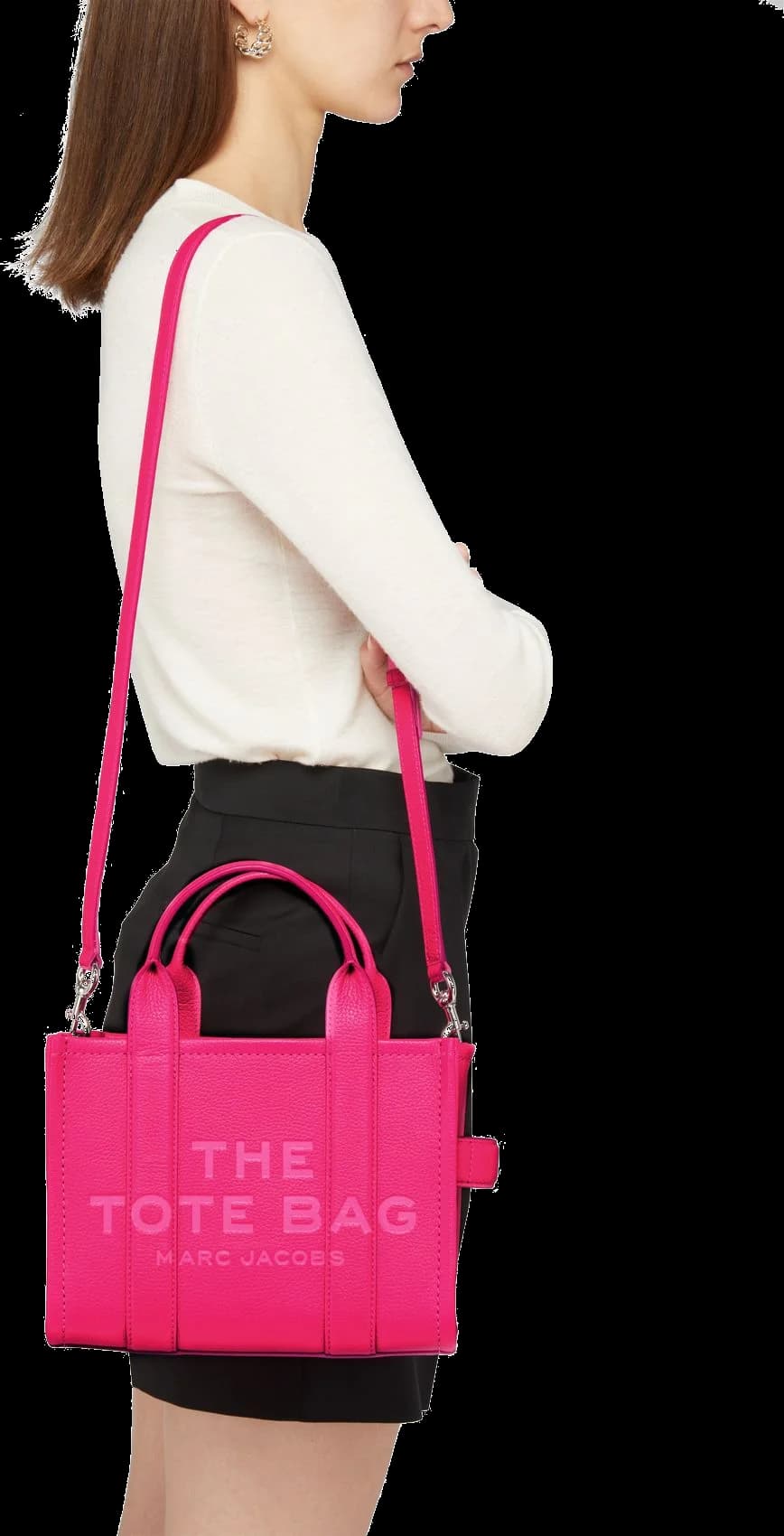 Marc Jacobs The Mini Tote Bag Fuchsia Pink Grained Leather vue 6