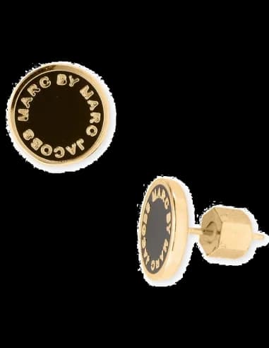Boucles d'oreilles Marc by Marc Jacobs disque noir en acier doré