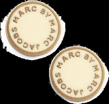 Boucles d'oreilles Marc by Marc Jacobs disque blanc en acier doré