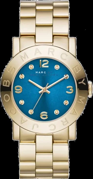 Montre Femme Marc by Marc Jacobs Amy MBM3303 Habillage Doré En Acier Et Cadran Bleu Avec Pierres