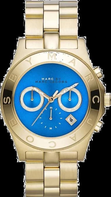 Montre Femme Marc by Marc Jacobs Blade MBM3307 Chronographe Bracelet Doré et Cadran Bleu Turquoise