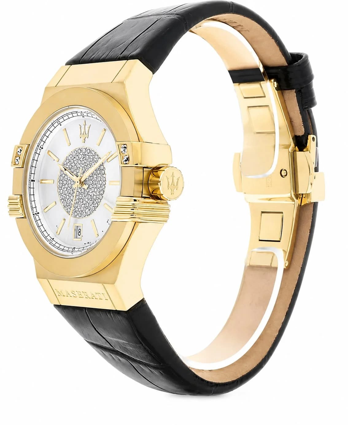 Montre Femme Maserati Potenza R8851108505 Quartz Cadran Argent Bracelet Cuir Noir vue 3