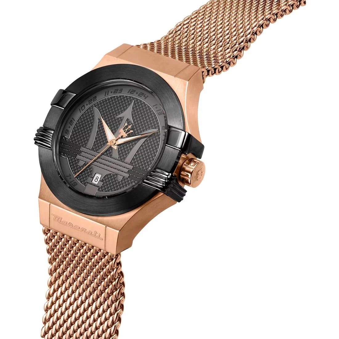 Maserati R8853108009 vue de côté, bracelet acier