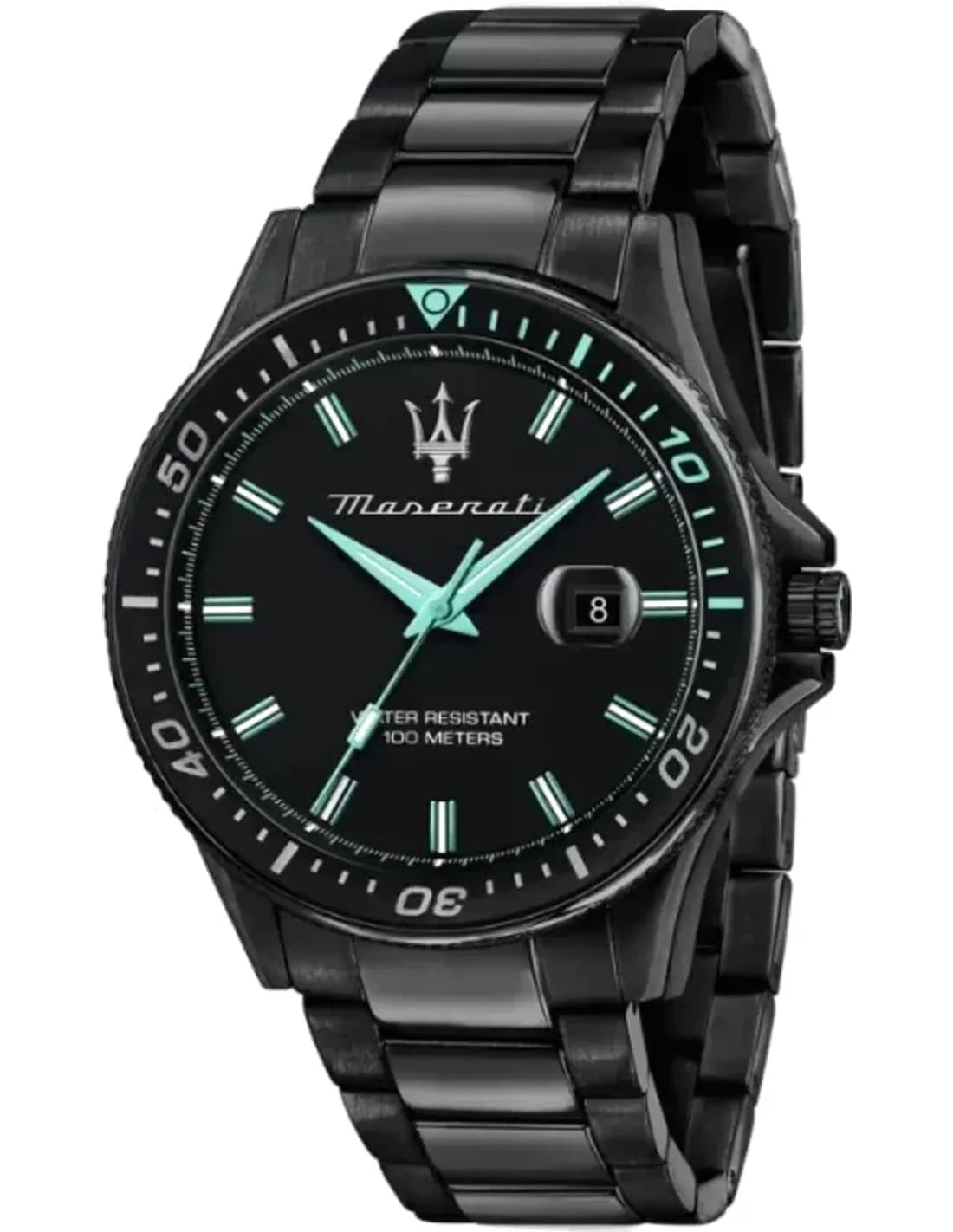 Maserati R8853144001 vue de côté, bracelet acier