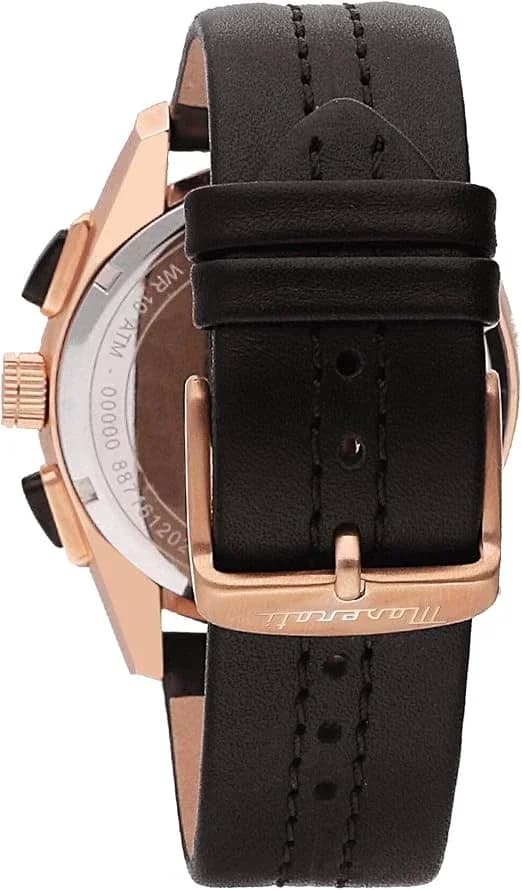 Maserati R8871612024 vue de côté, bracelet cuir