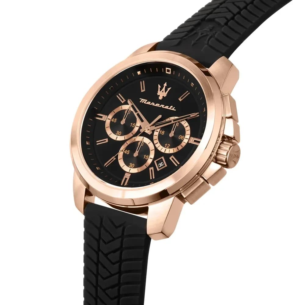 Maserati R8871621012 vue de côté, bracelet silicone