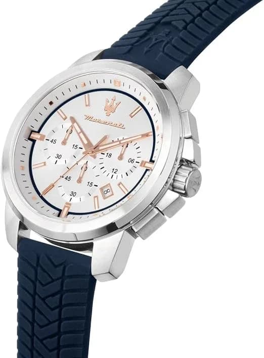 Maserati R8871621013 vue de côté, bracelet silicone