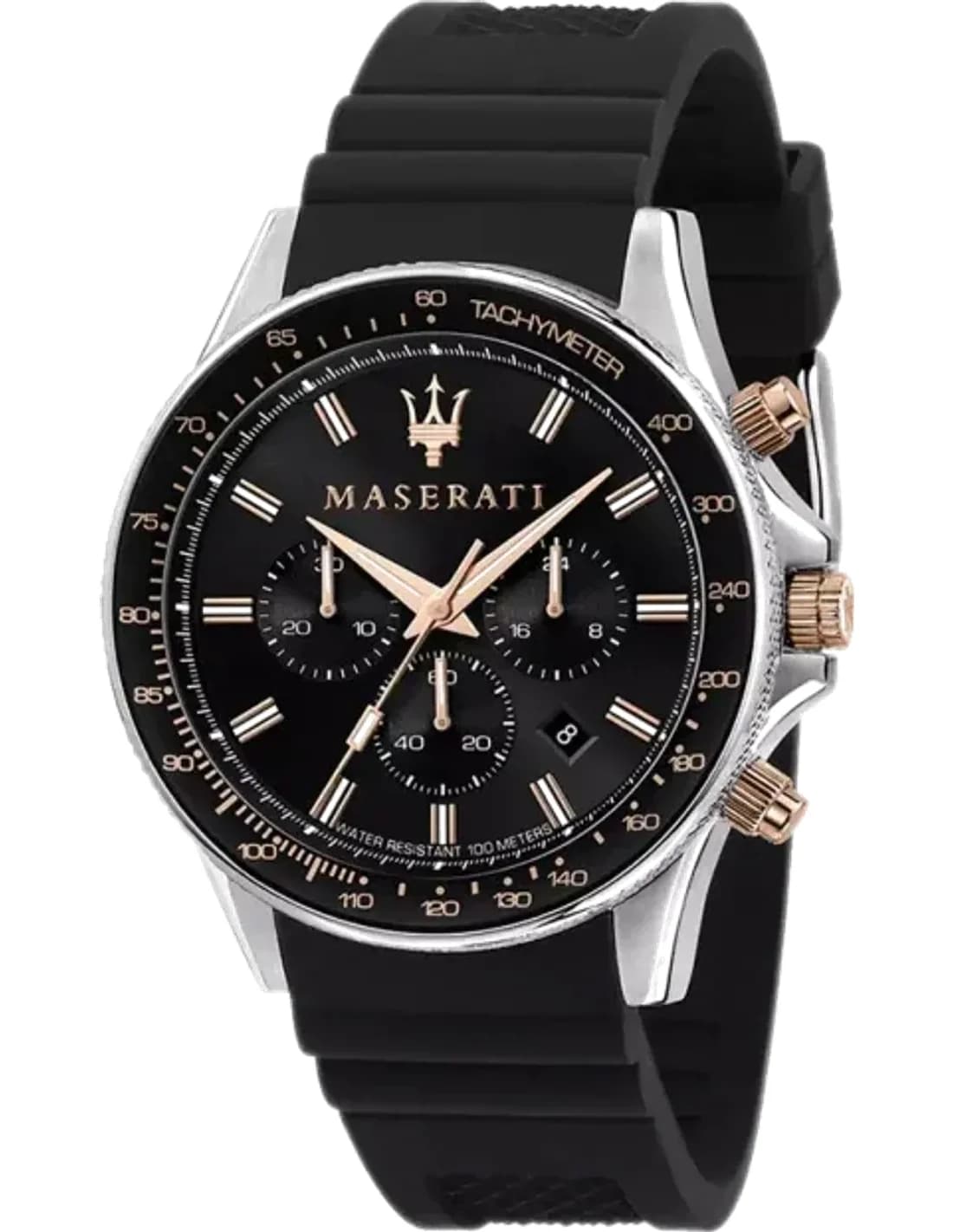 Maserati R8871640002 vue de côté, bracelet silicone
